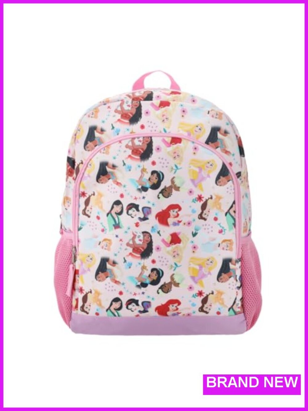 Kids Backpack with Disney Princess Design, Padded Back, 3 Compartments